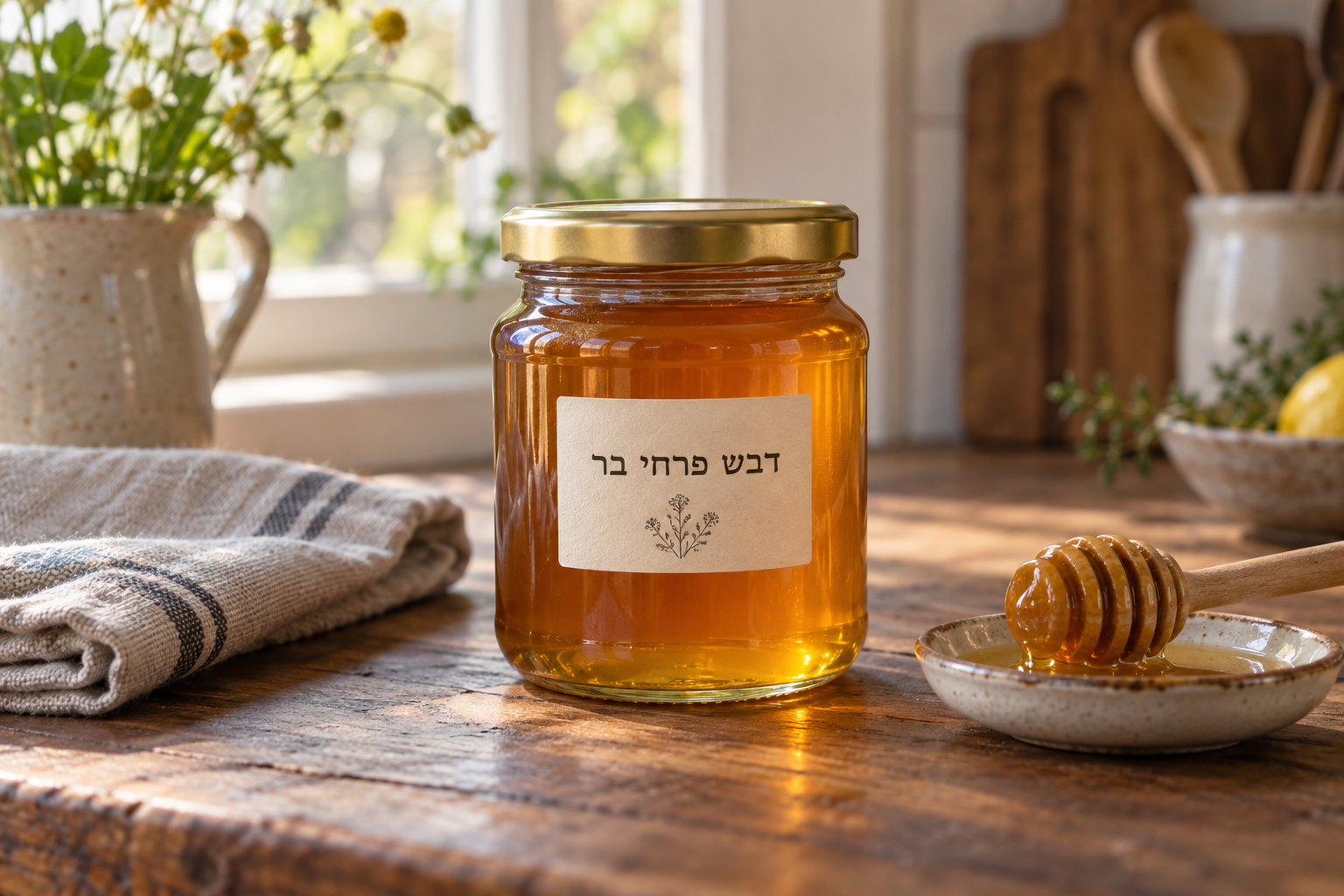 הנה צילום המוצר שממנו התחלנו. על התווית כתוב „דבש פרחי בר”.